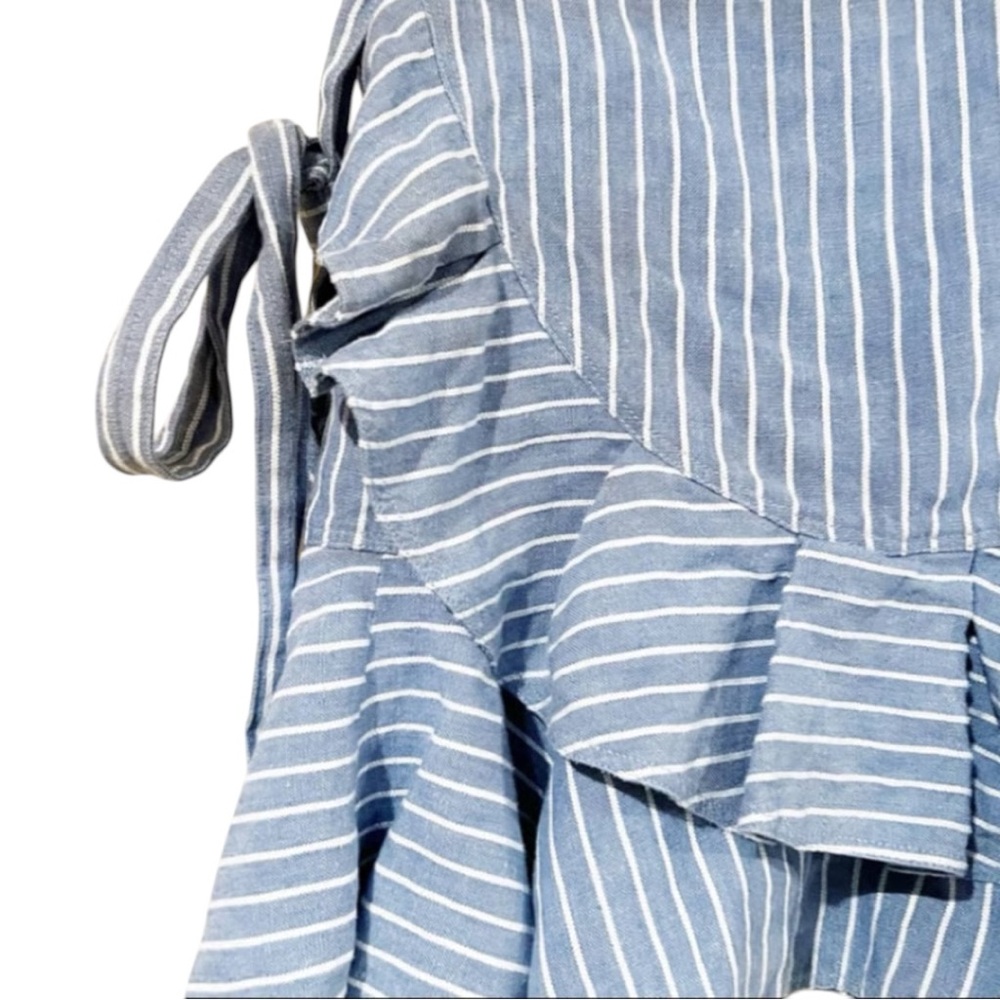 Alexis Anvivi Wrap Light Blue Striped Tie Side Mini Skirt Size XS EUC - Picture 6 of 9